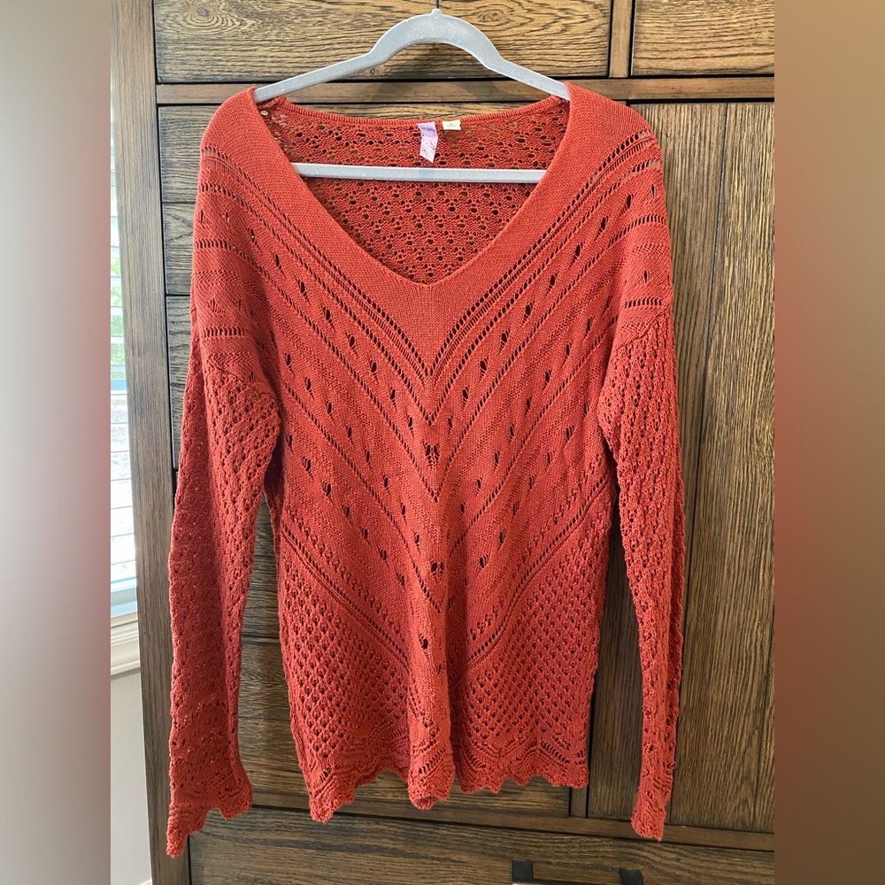 Alya Red Orange Cutout Sweater